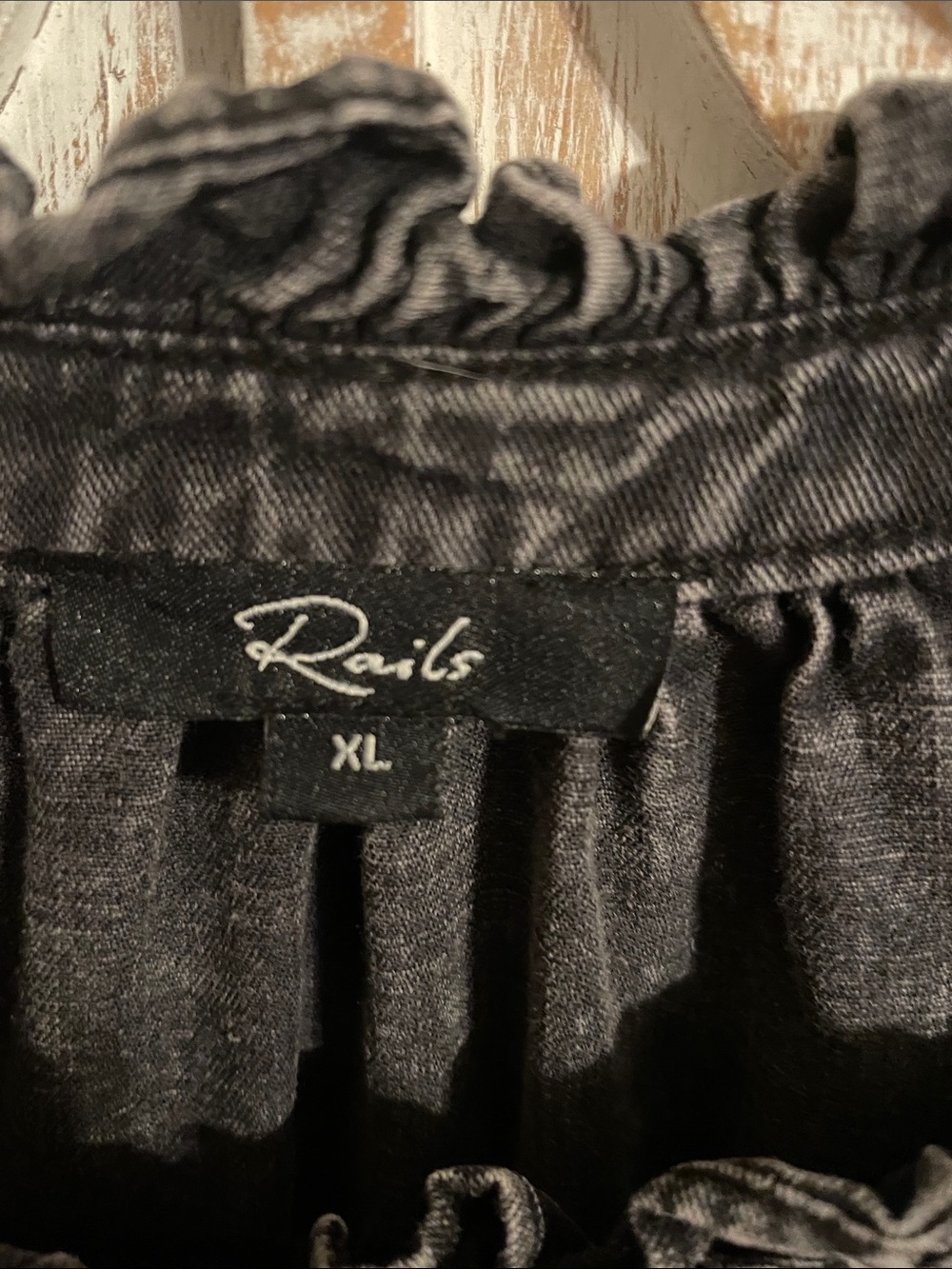 Camille Washed Black Ruffled Button-Front Women's Top by Rails - Picture 2 of 5